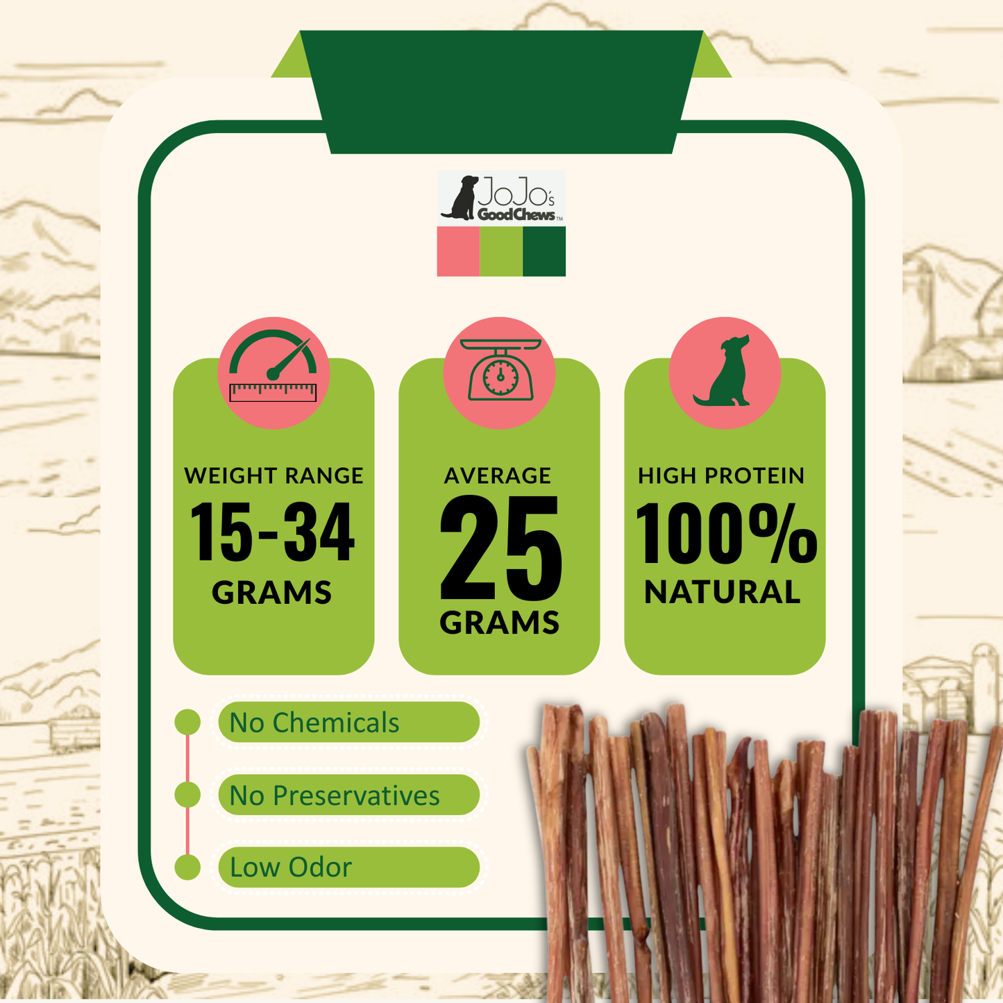 All-Natural Beef Bully Stick Dog Treats – Nutrient-Rich, and High-Protein – 12-Inch Thin (25/Case)