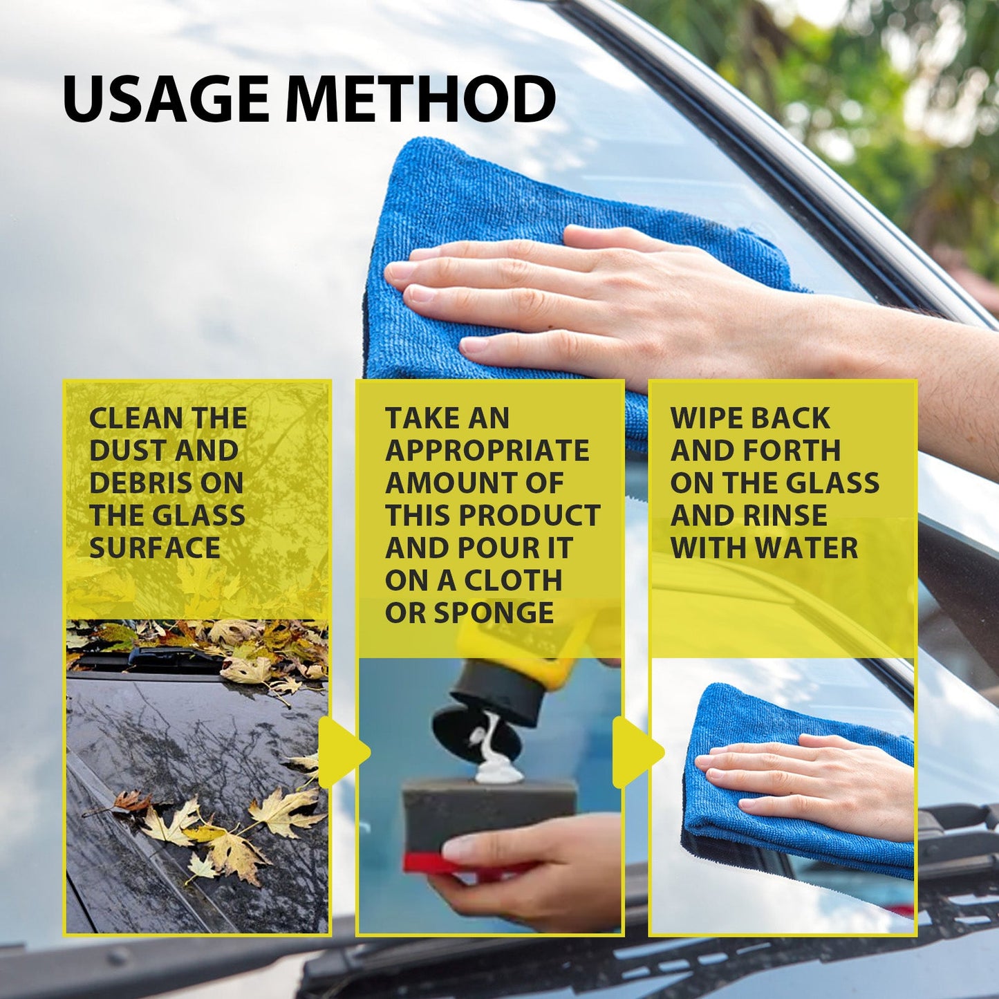 Oil Film Cleaning Emulsion, Car Windshield Window Stain Cleaning Anti-Rain And Fog Cleaning Agent