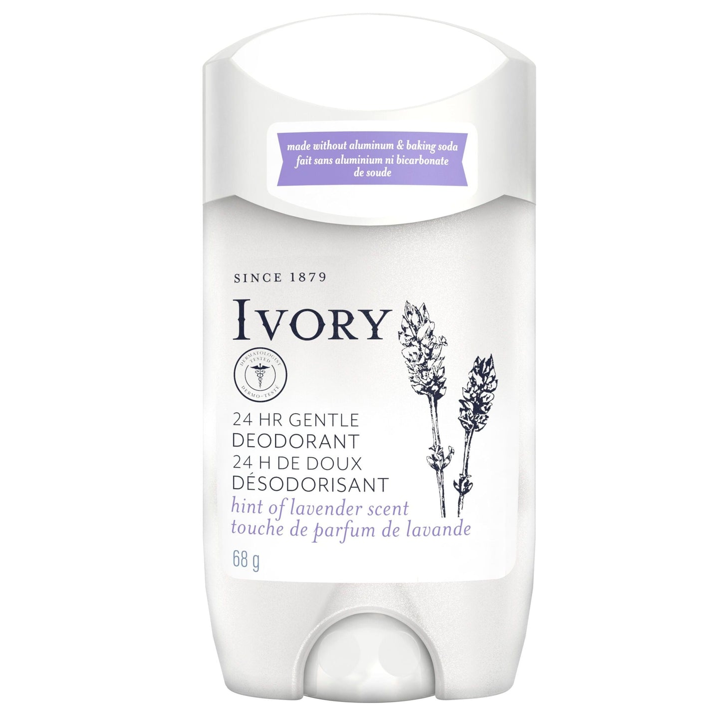 Ivory Aluminum Free Deodorant, Hint of Lavender, 24-Hour Odor Protection, 2.4 oz Stick