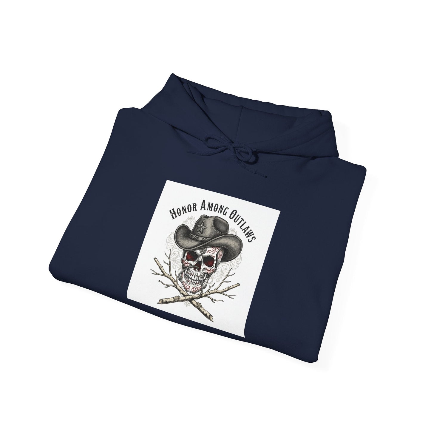 Western Skull Art Hoodie | gothic Americana, desert noir design