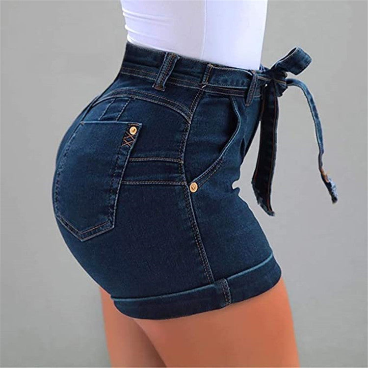 Women's Plus Size Net Red Ripped Denim Shorts