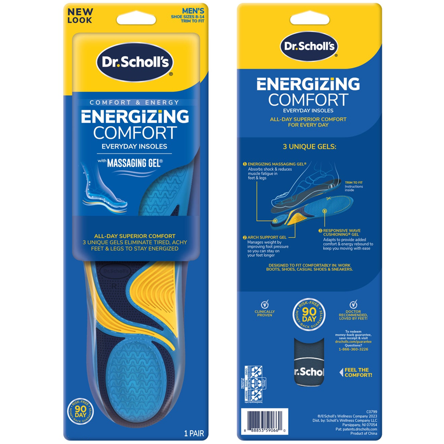 Dr. Scholl's Energizing Comfort Mens Men Sizes 8-14 Insoles 1Ea