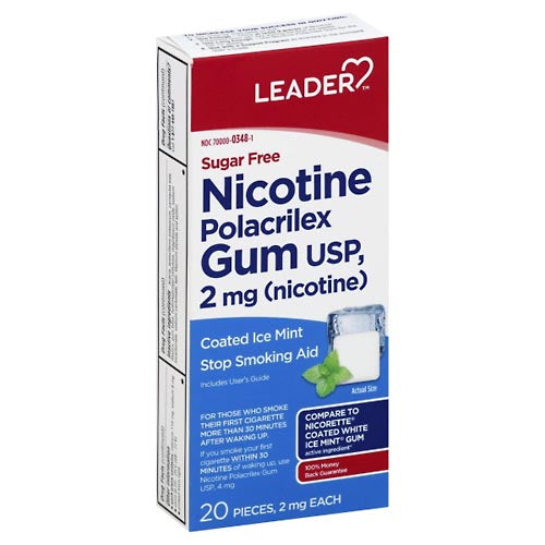 Leader Nicotine Gum 2 Mg Sugar Free Mint 20Ct