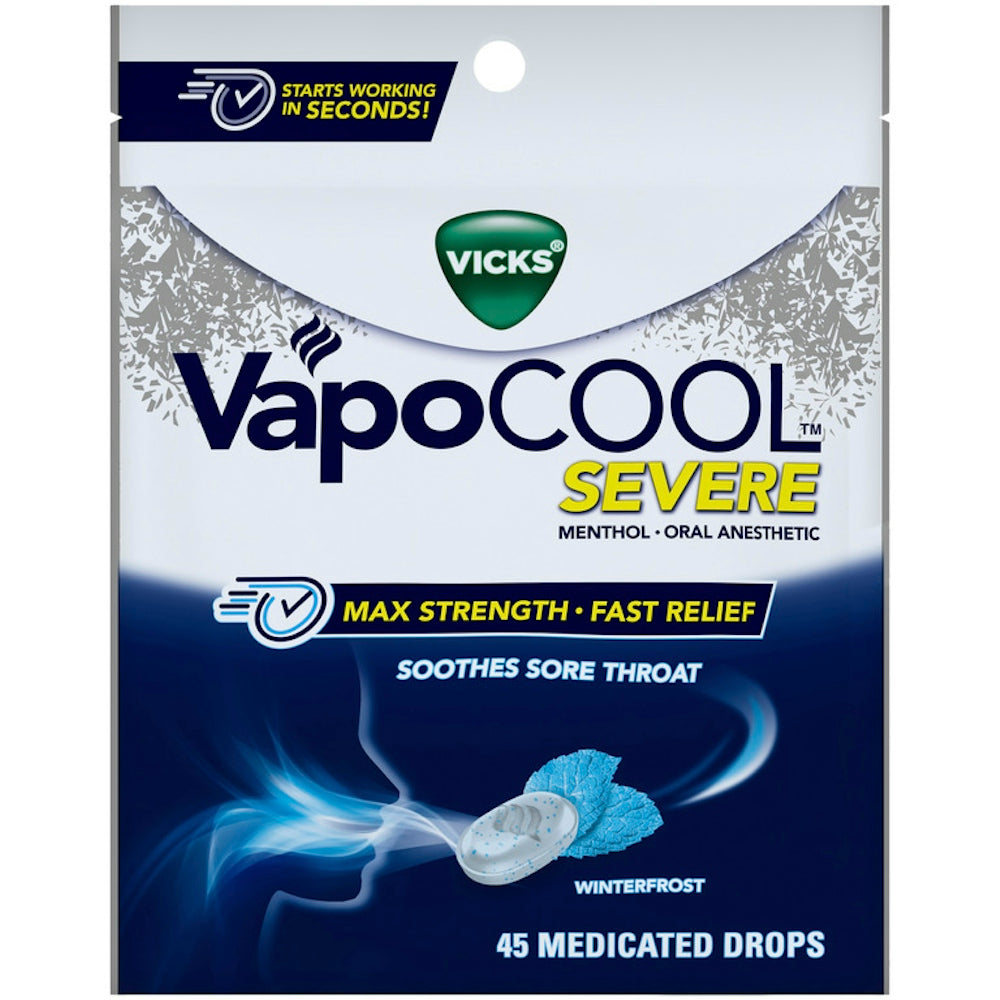 Vicks® VapoCool™ Severe Max Strength Medicated Drops – Winterfrost (45ct)