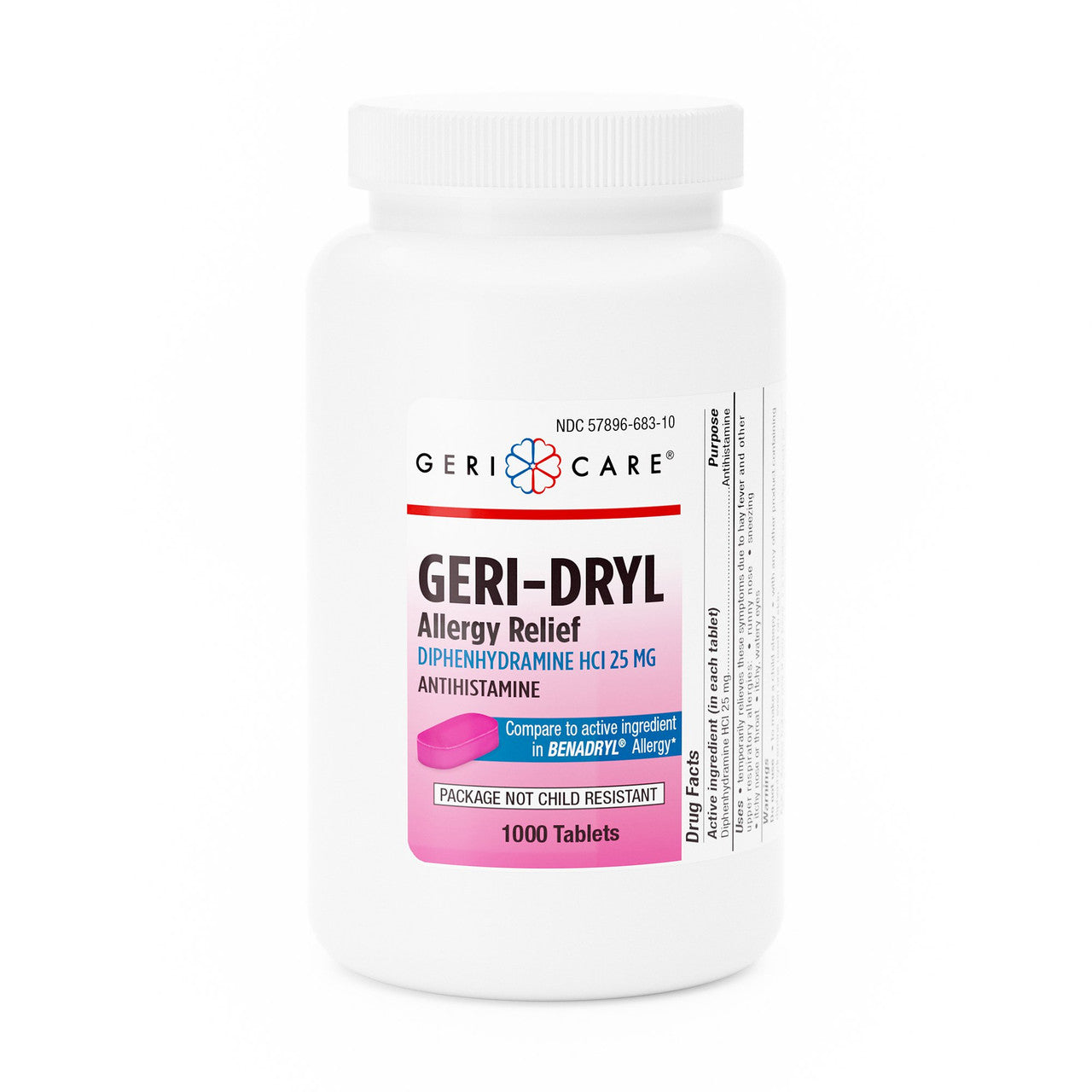 Geri-Care McKesson, Allergy Relief 25 Mg Strength Tablet 1000 Per Bottle, Count Of 1