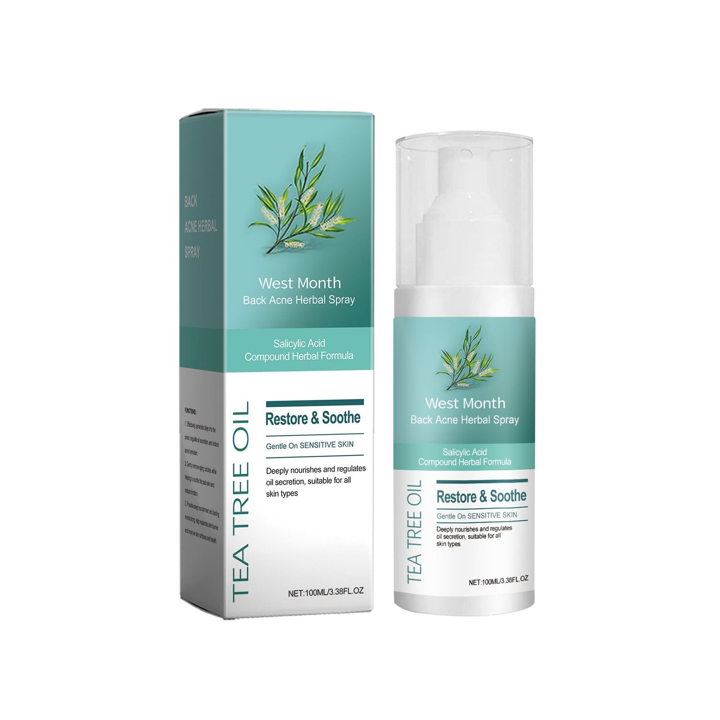 Herbal Back Care Spray Gentle Hydrating Massage Treatment Moisturizes And Smoothes Body Skin