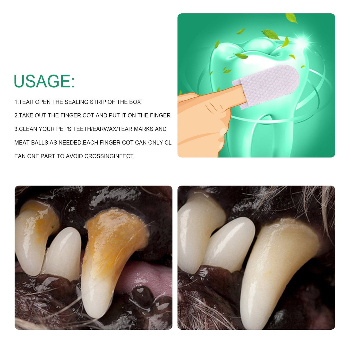 Pet Tooth Cleaning Finger Sleeves for Dogs and Cats Oral Hygiene Care