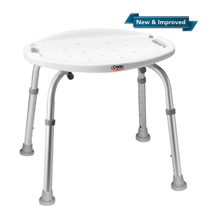 Carex Classic Shower Stool, Adjustable Bath Seat Without Back, 300 lb Capacity