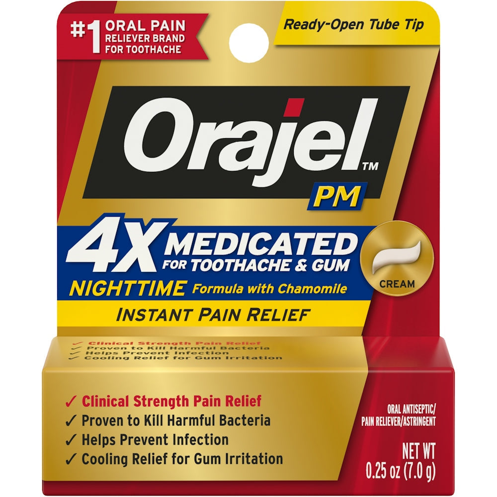 Orajel Pm Long Lasting Toothache Pain Relief Cream 0.25 Oz
