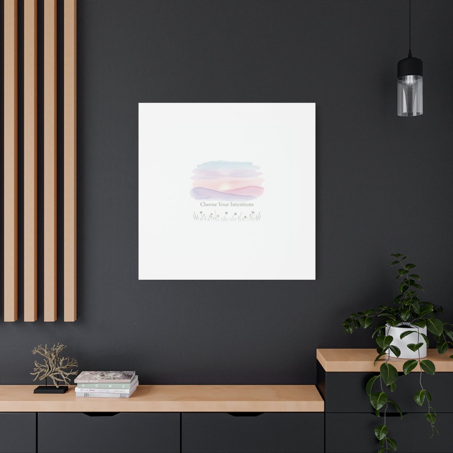 Choose Your Intentions Canvas, soft wellness poster, pastel gradient mindfulness art