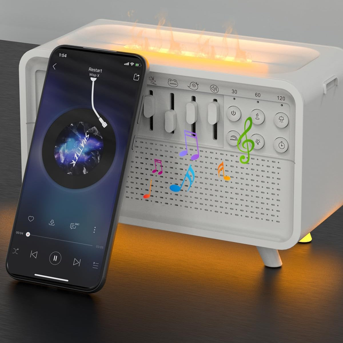 White noise sleep aid device Bluetooth speaker simulation flame aromatherapy humidifier small night light sleep aid white noise machine