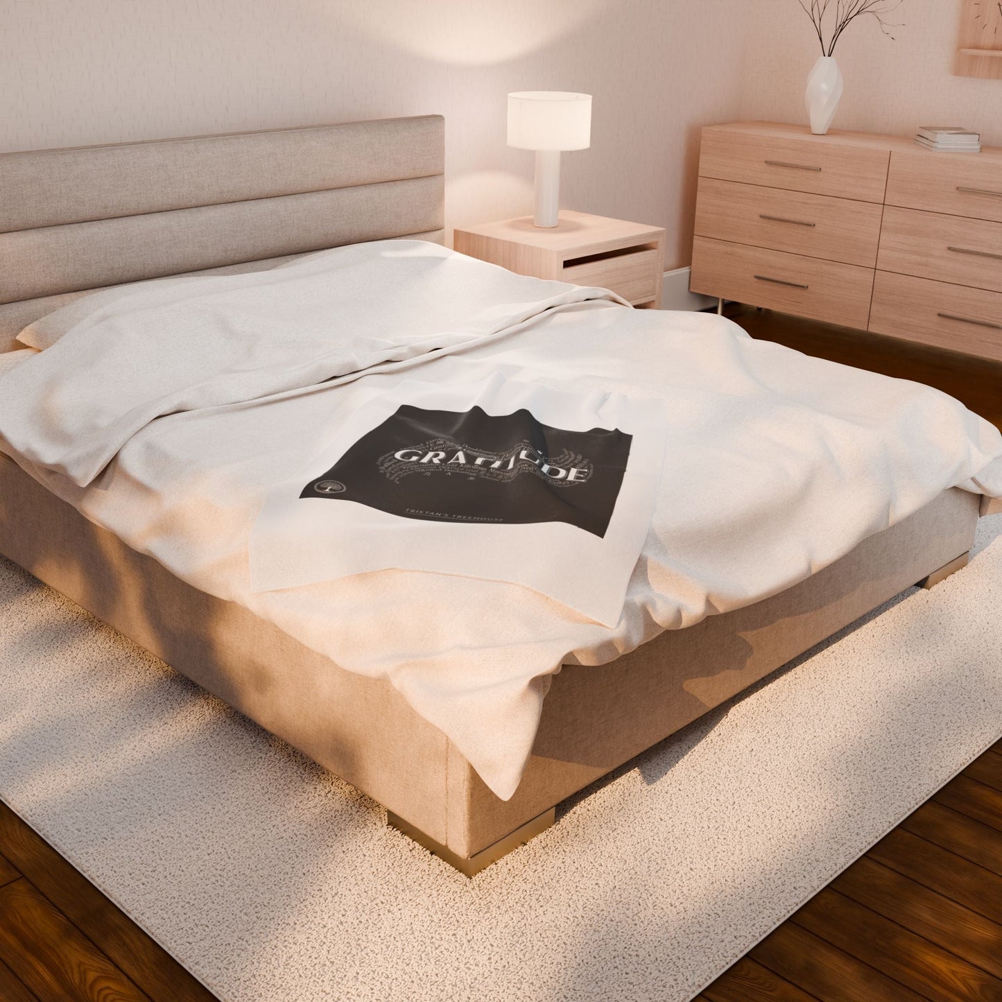 Gratitude Typography Velveteen Plush Blanket | pastel tiny treats, cozy micro-indulgence