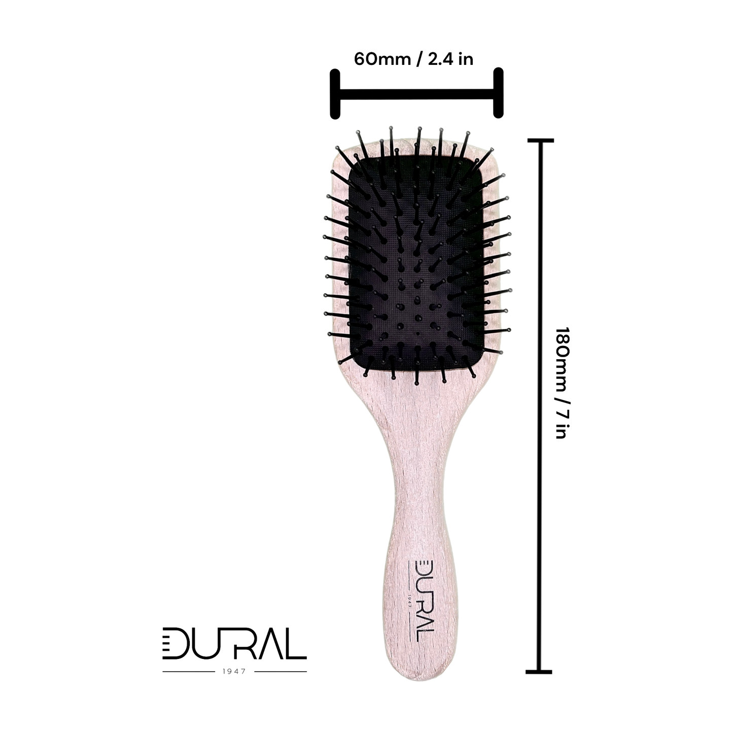 Dural Wooden Paddle Brush small Beech Wood Plastic pins with ball tips