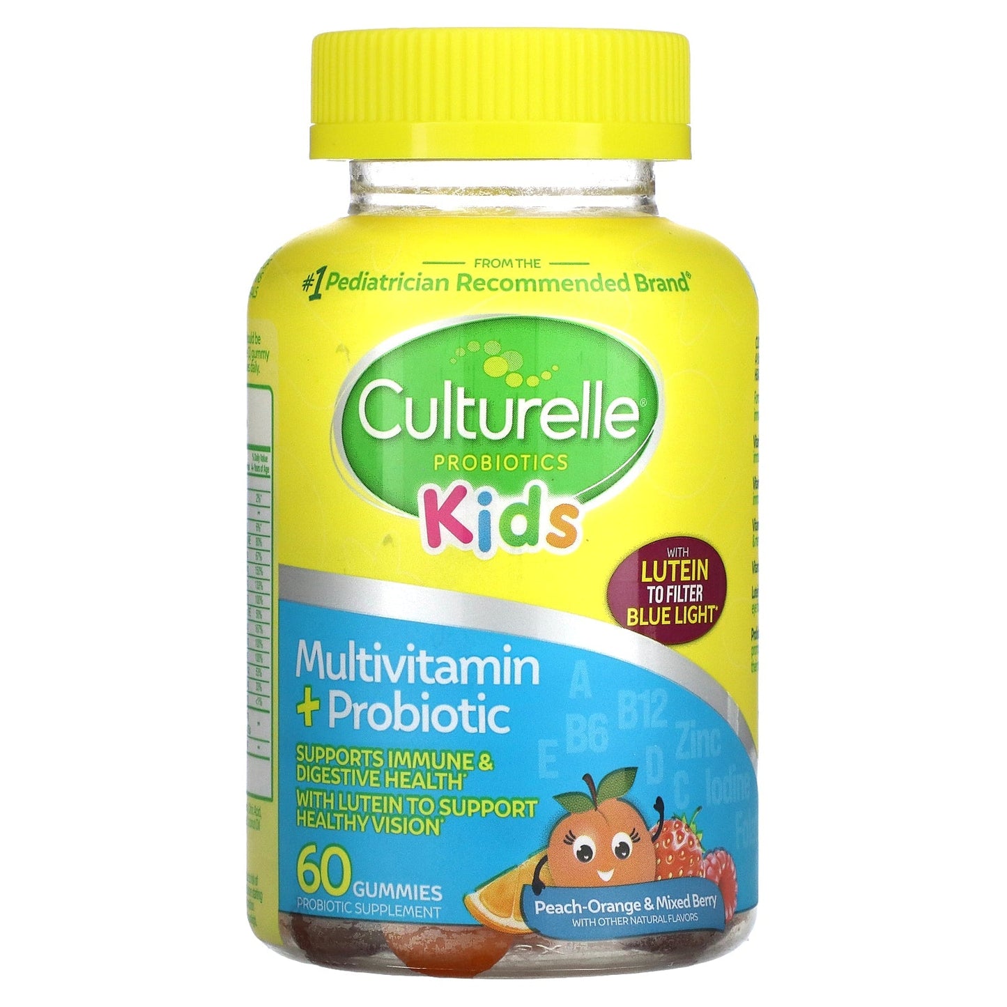 Culturelle Kids Multivitamin + Probiotic Gummies, Digestive + Immune Support Peach-Orange 60 ct& Mixed Berry Flavor