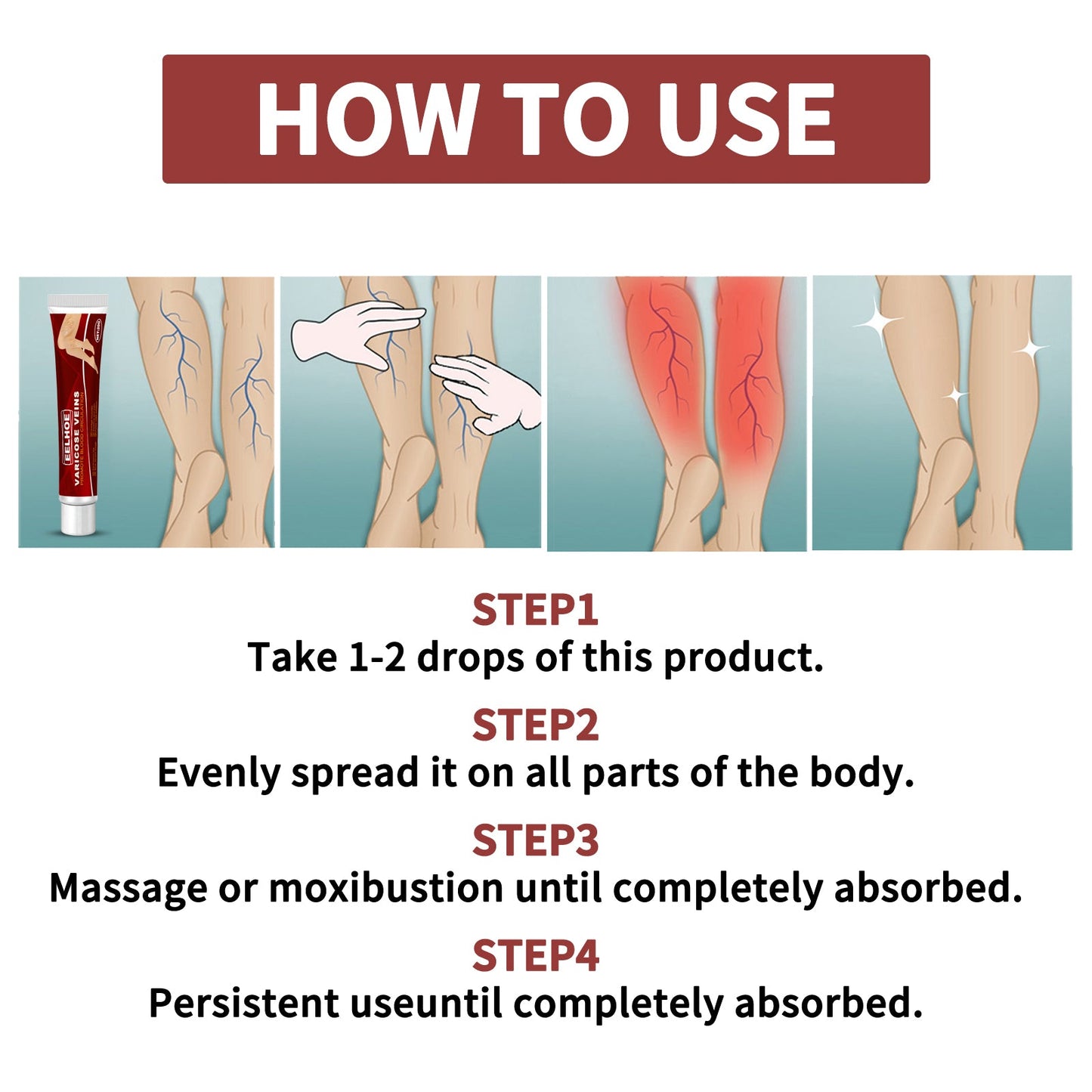 Venous Massage Varicose Cream, Relieves Bulging Leg Blood Vessels And Swollen Leg Earthworm Venous Massage Cream