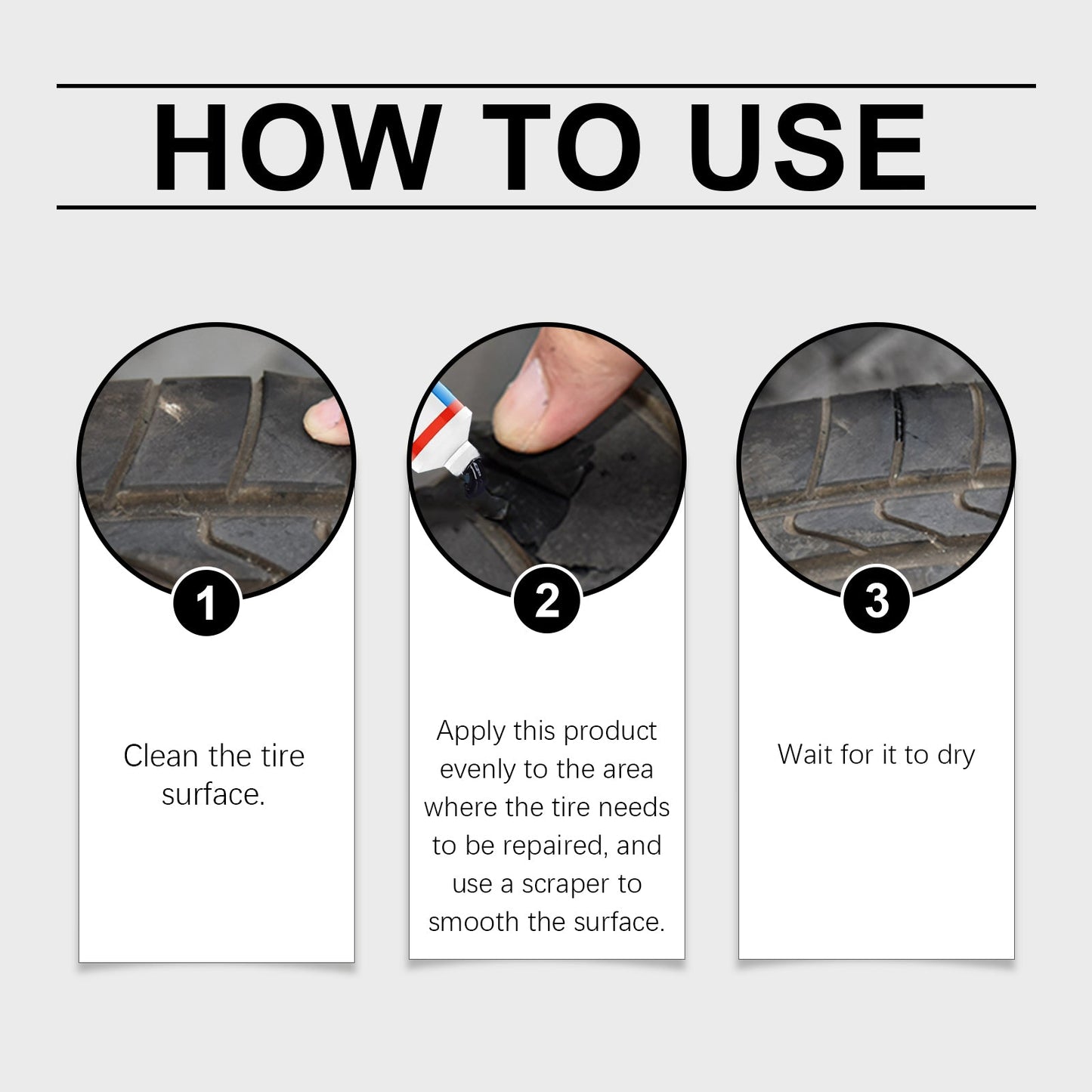 Tire Repair Kit, Soft Repair Glue For Repairing Cracks And Scratches On The Side Of Car Tires