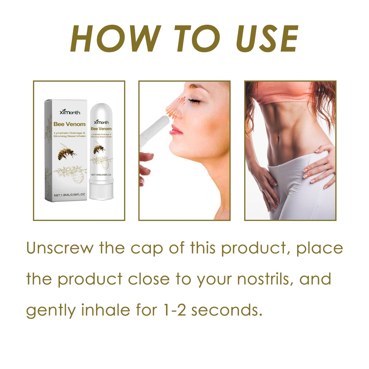 Bee Venom Lymphatic Drainage & Slimming Nasal Inhaler, Firming Body Skin Light Belly Lift Body Shaping Bar