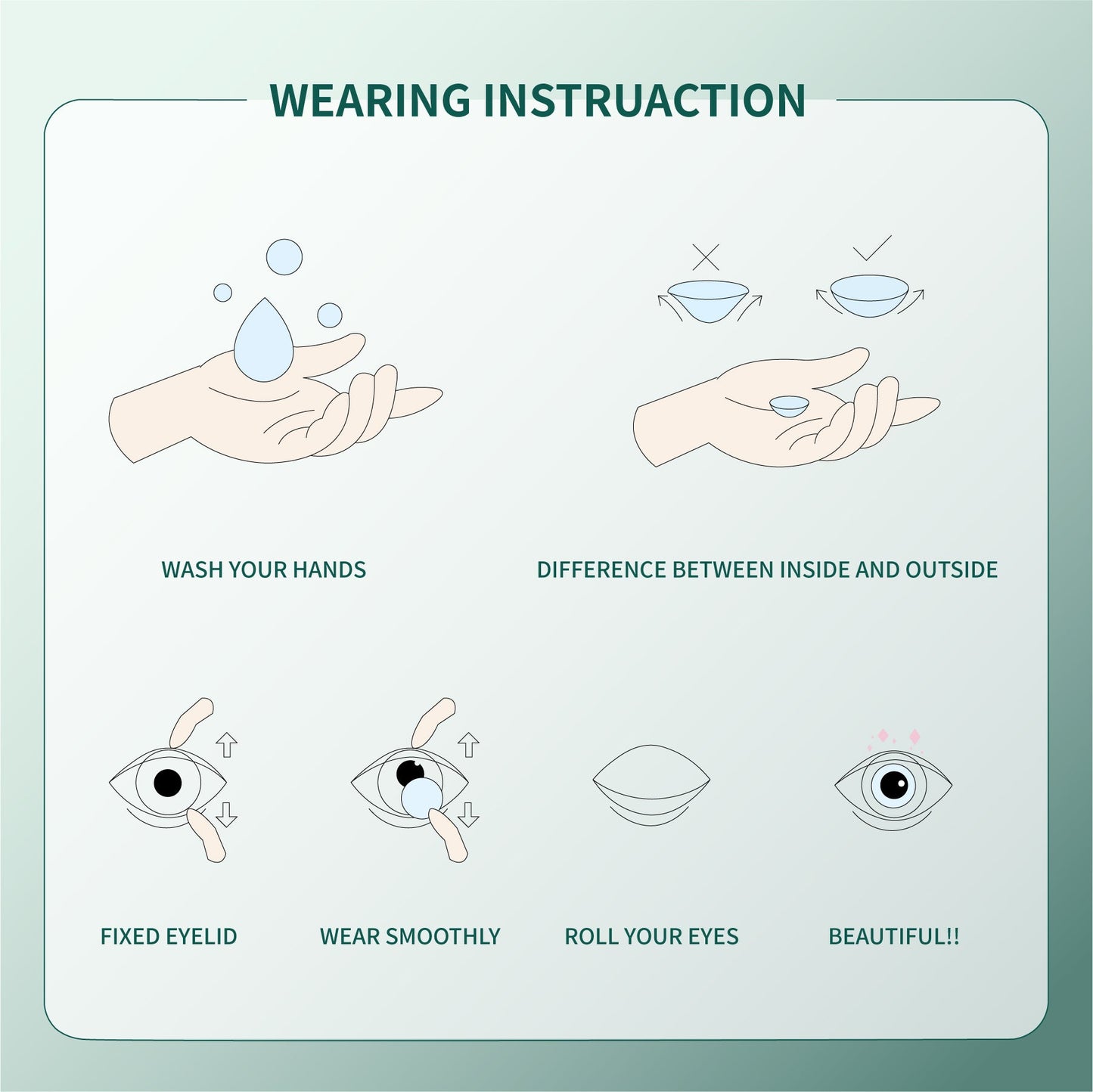1Pcs FDA Certificate Eyes Beautiful Pupil Colorful Girl Cosplay Contact Lenses Green(0-600°)