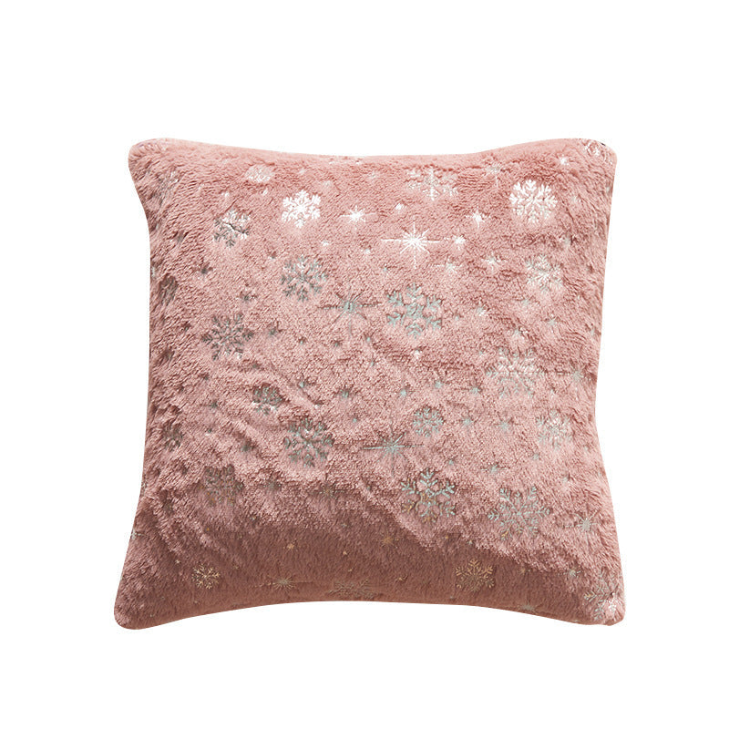 Christmas Snowflake Plush Hot Silver Sofa Pillowcase (excluding core) Home Pillow Cover