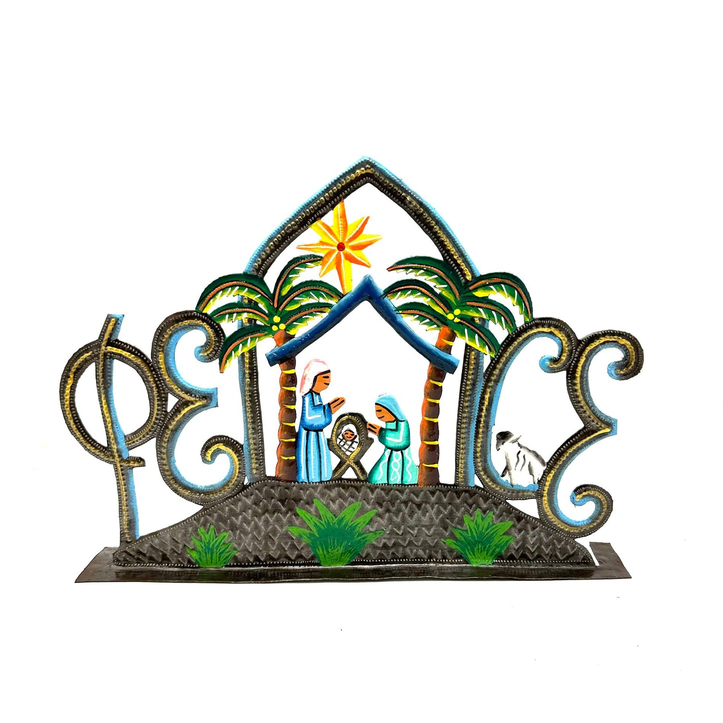 Peace Nativity on Hill- Blue