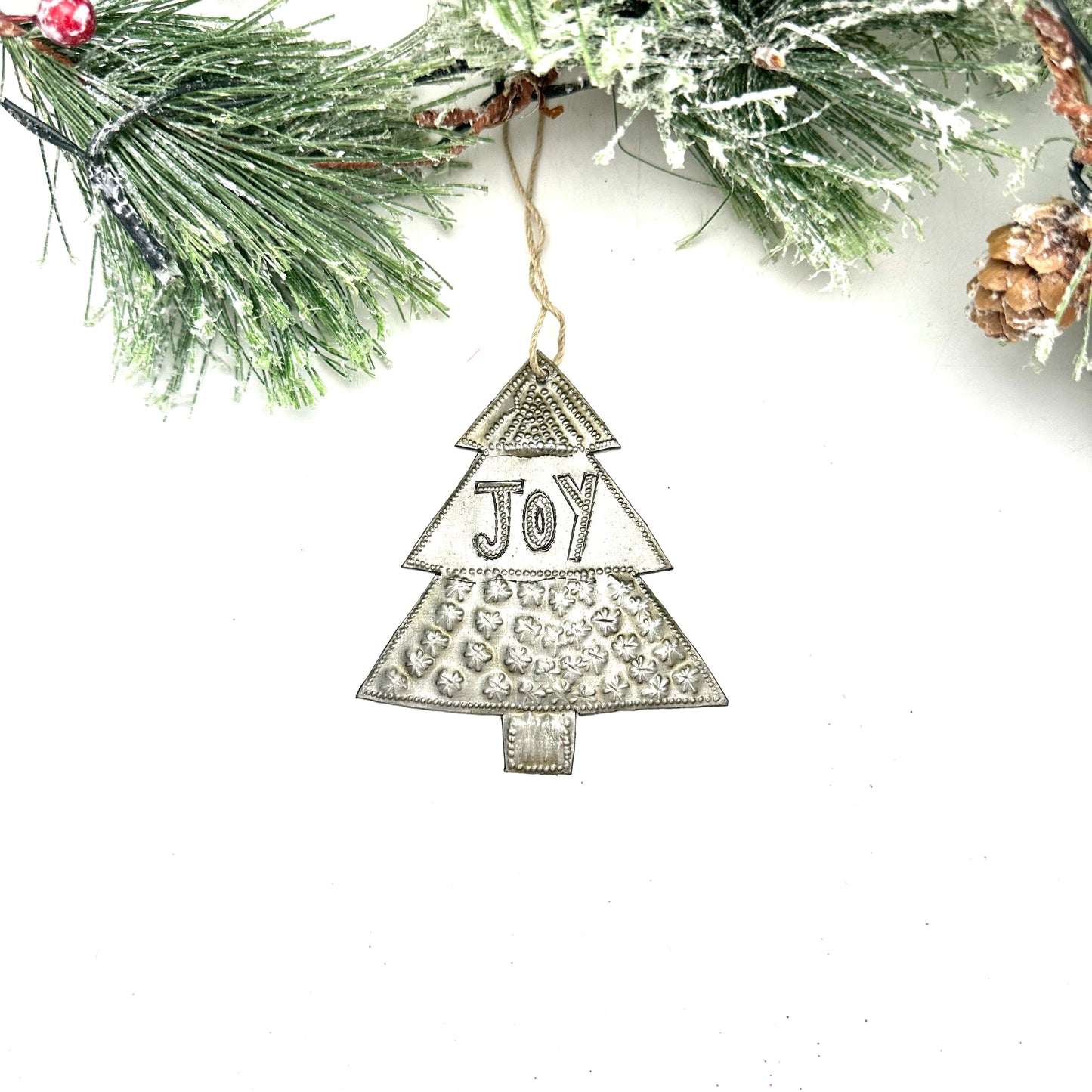 Rustic Natural Joy Tree Ornament