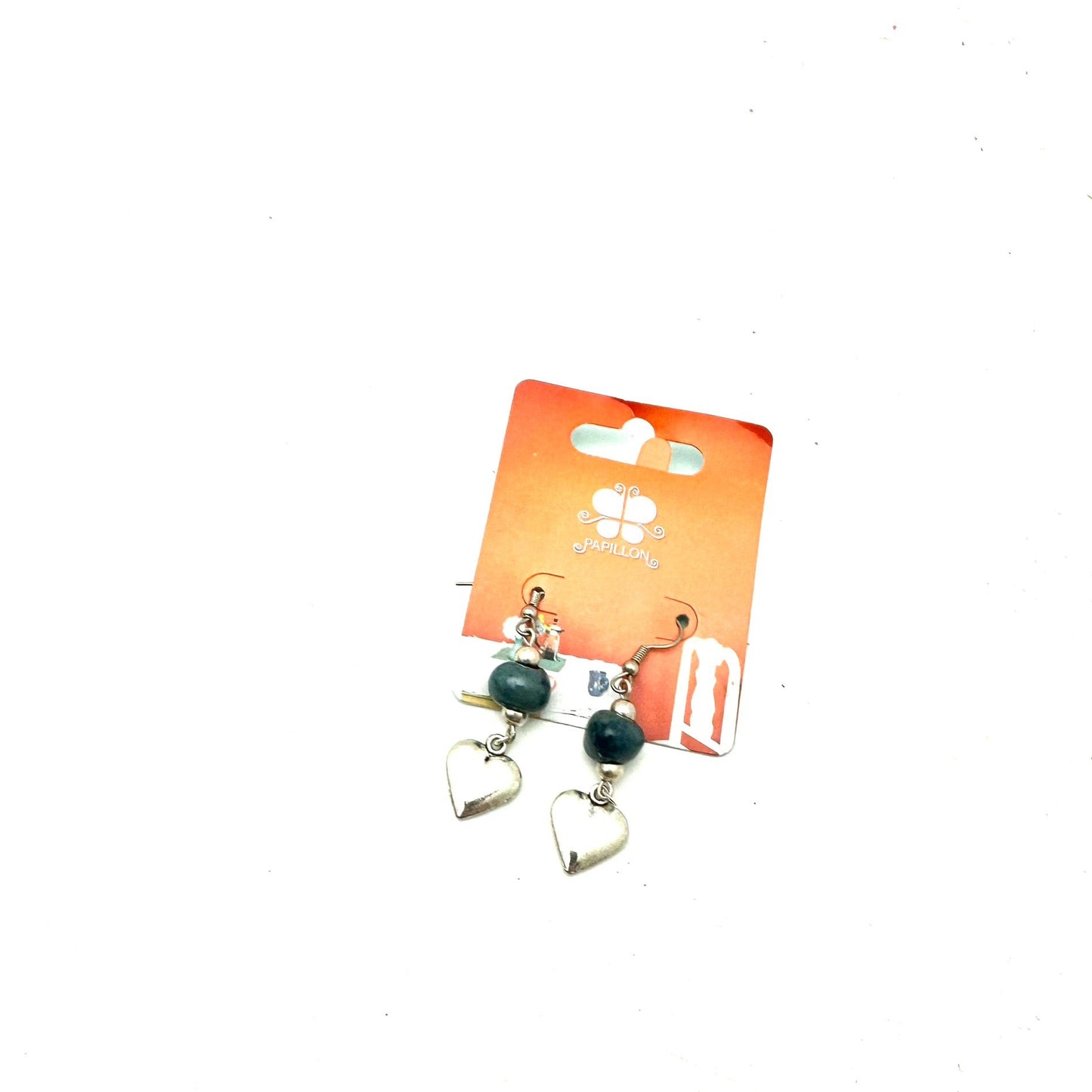 Heart Charm Earring- Slate Blue
