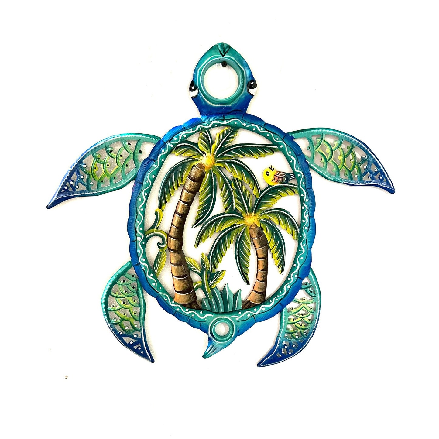 Palm Tree Sea Turtle Oil Drum Top