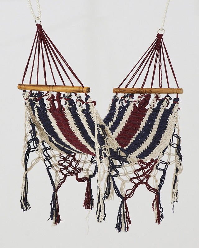 Macrame Mini Hammock/Cat Hammock | White, Burgundy & Navy