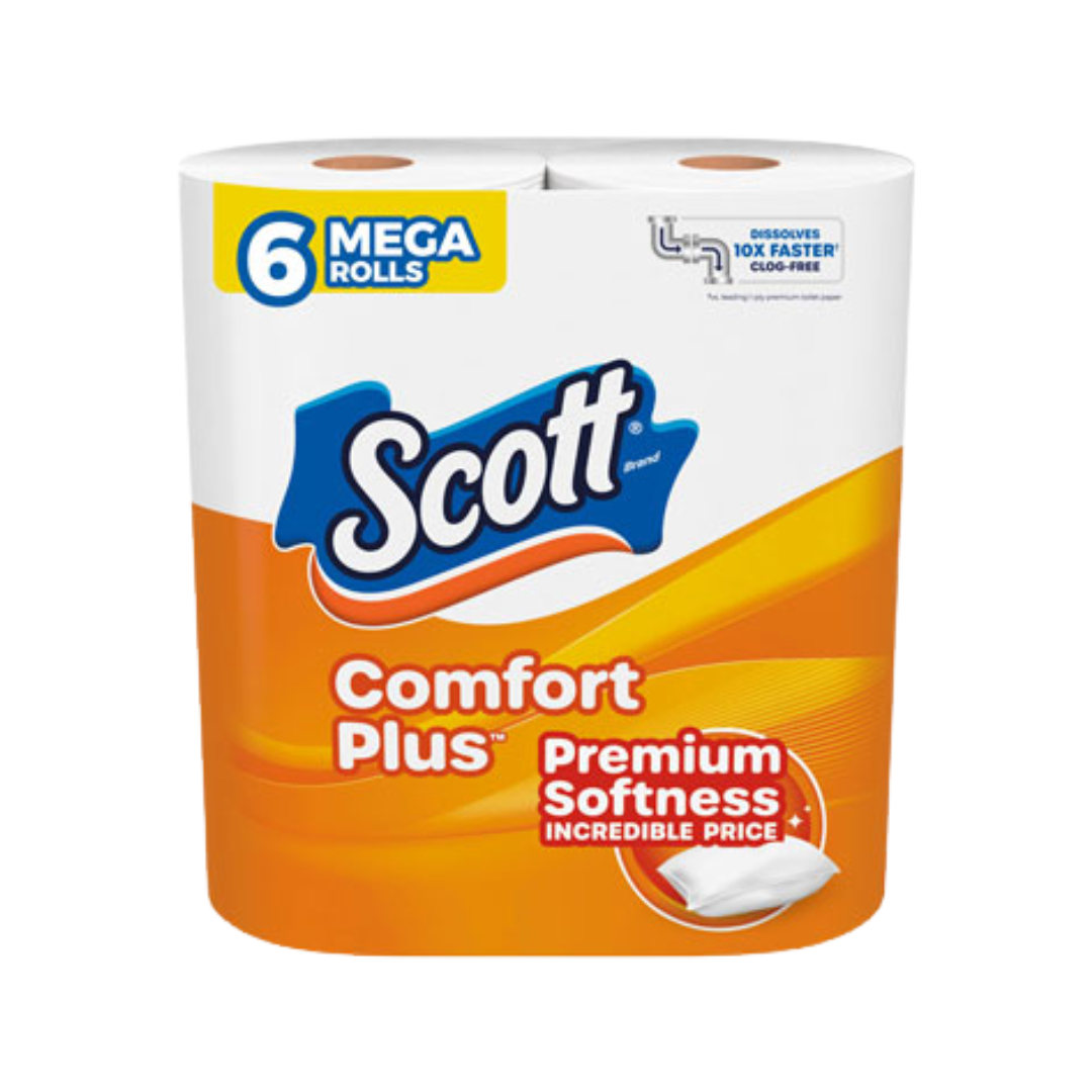 Scott ComfortPlus Mega Roll Toilet Paper, 6 pack
