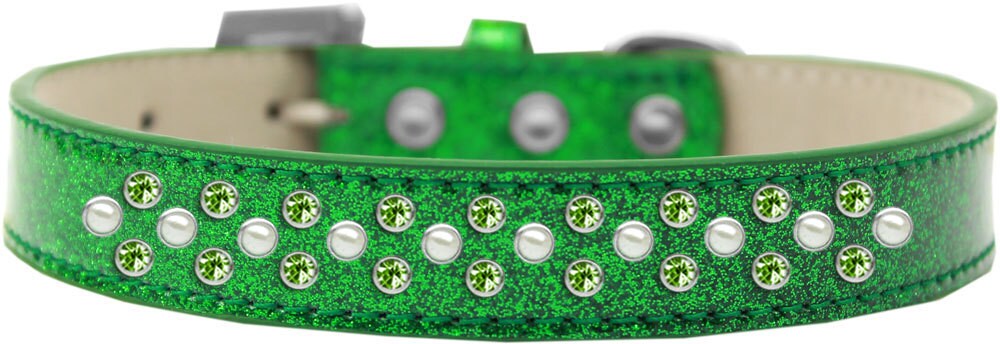Dog, Puppy & Pet Ice Cream Collar, "Pearl and Lime Green Crystal Rimsets Sprinkles"