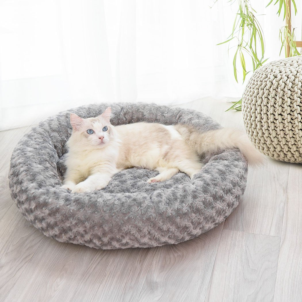 Pet Bed Dog Cat Nest Calming Donut Mat Soft Plush Kennel Cave Deep