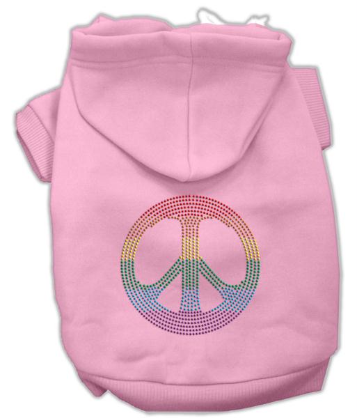 Mirage Pet Products 54-70 SMPK Rhinestone Rainbow Peace Sign Hoodies P