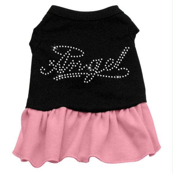 Mirage Pet Products 57-08 XLBKPK Rhinestone Angel Dress Black with P