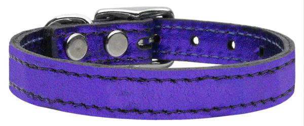 Mirage Pet Products 83-28 14PrM Plain Metallic Leather Metallic Purple