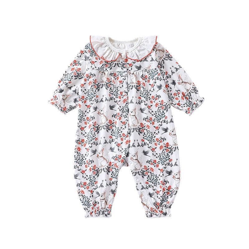Ditsy Flower Pattern Doll Neck Rompers