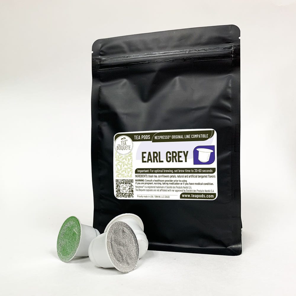 Earl grey black tea pods for Nespresso brewers OriginalLine compatible capsules