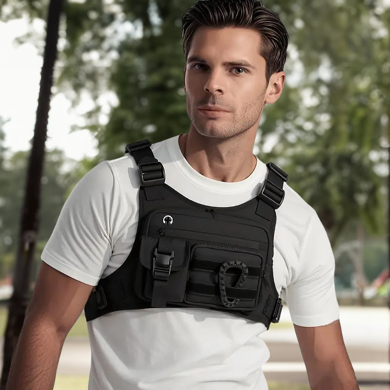 Men's Tactical Chest Bag - EDC Waterproof Anti-Theft Vest for Outdoor Cycling & Running