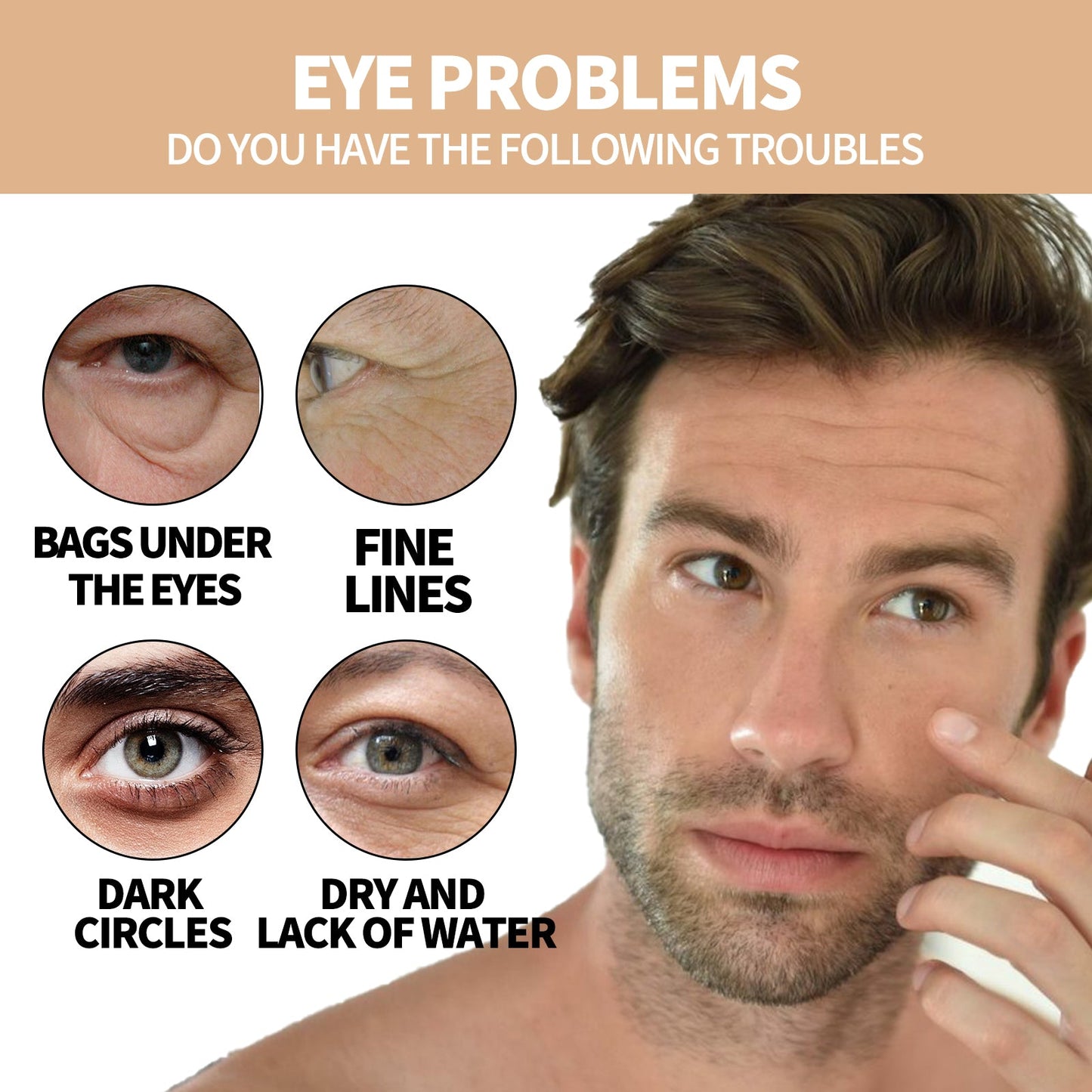 Hydrating Eye Roller For Men, Firming Lift Reduces Fine Lines, Dark Circles And Bags Under The Eyes