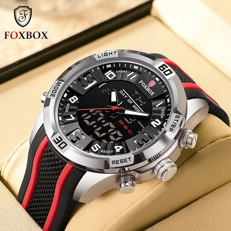 Lige Men's Dual Display Watch Multi-Function Chronograph Sports Waterproof Watch
