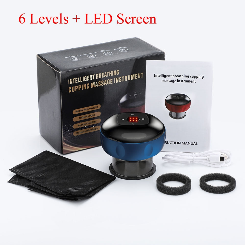 Electric Cupping Massager Scraping and Cupping Therapy Red Light Heating Vibration Pressotherapy Rechargeable Pain Relief