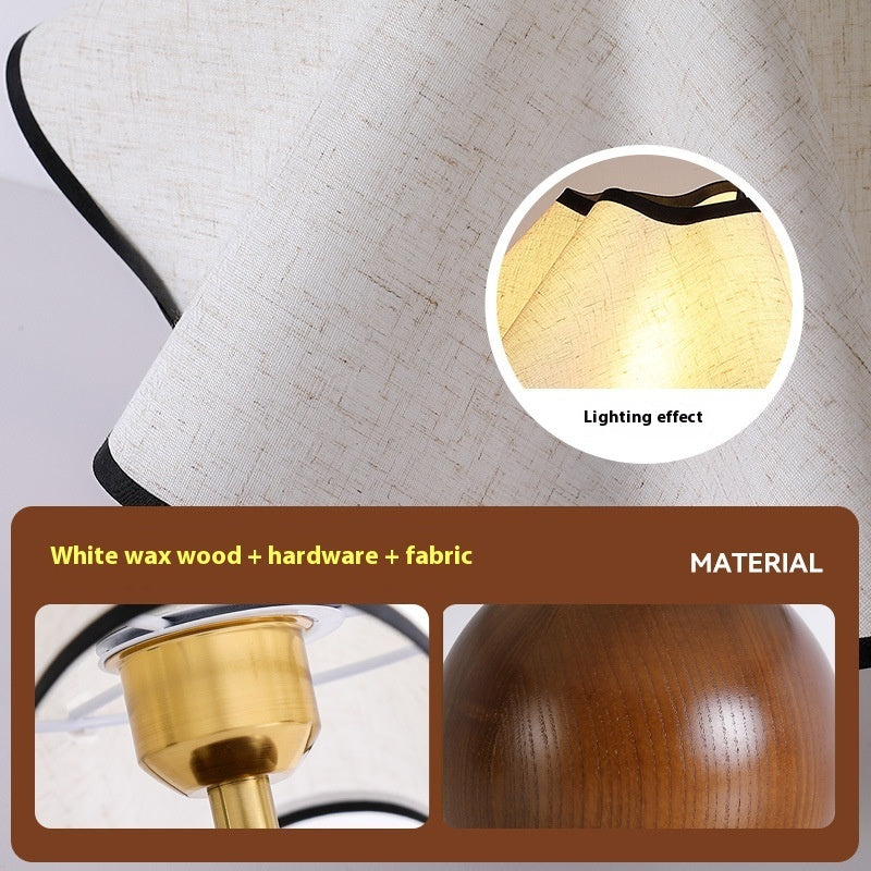 Retro Solid Wood Table Lamp Walnut Creative Petal Bedroom