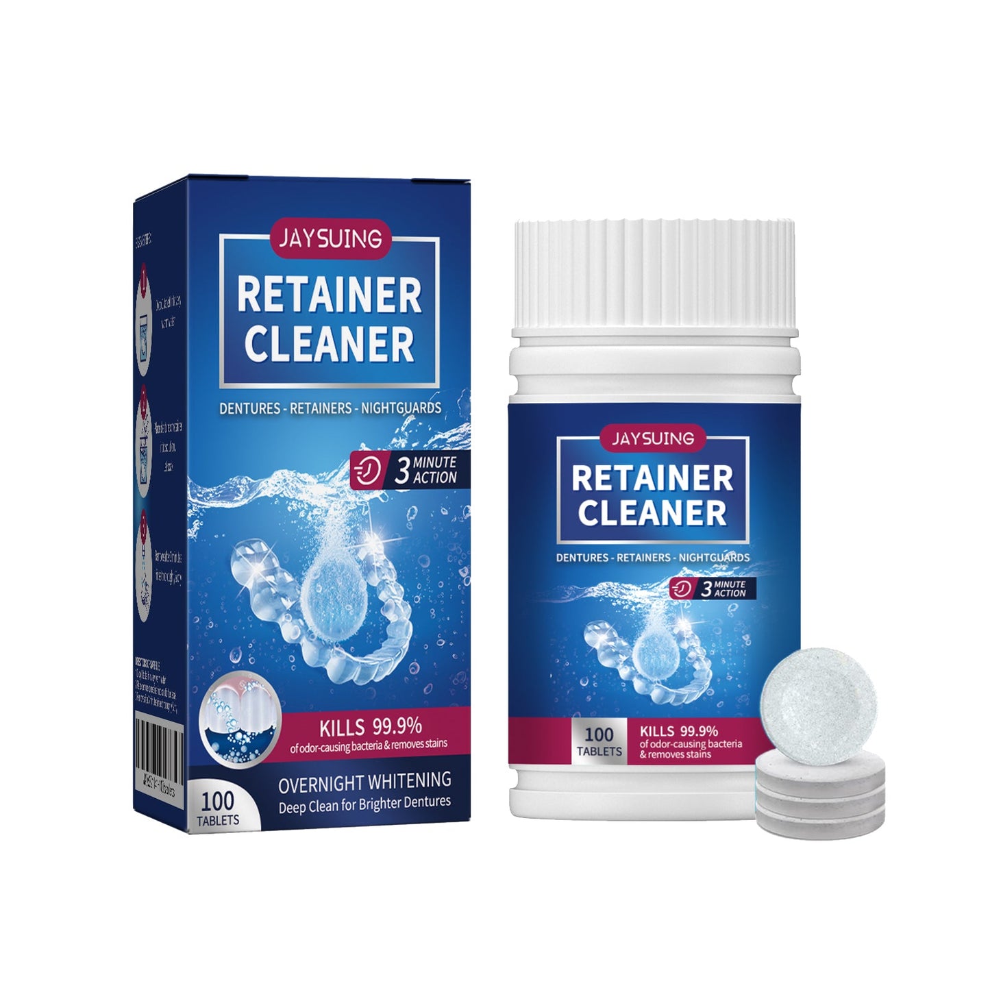 Denture Cleaning Tablet, White Denture Fresh Breath Oral Care Cleaning Tablet