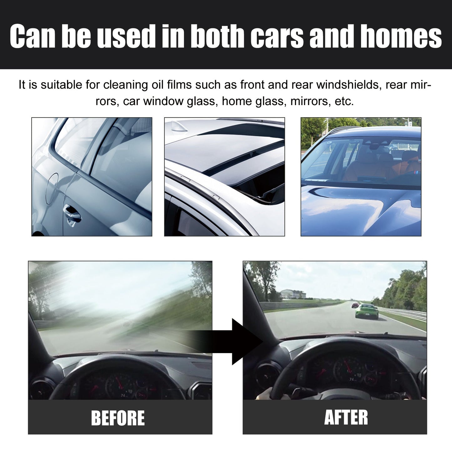 Powerful Cleaning Glass Oil Film Remover, Front Windshield Oil Remover Cleaner Is A Powerful Stain Cleaner For Windows