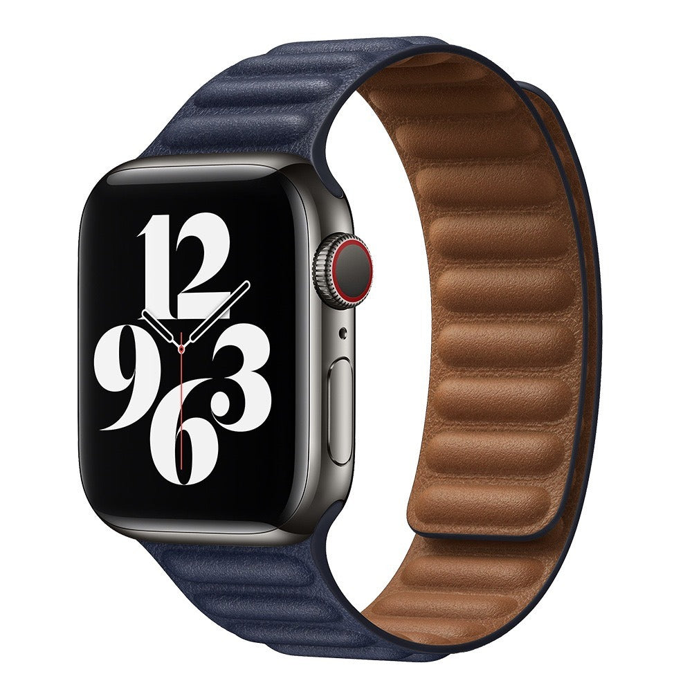 Suitable For iwatch8 Watchband S7 SE 6/5/43 Magnetic Suction New Leather Loopback Chain Apple Watch Wristband
