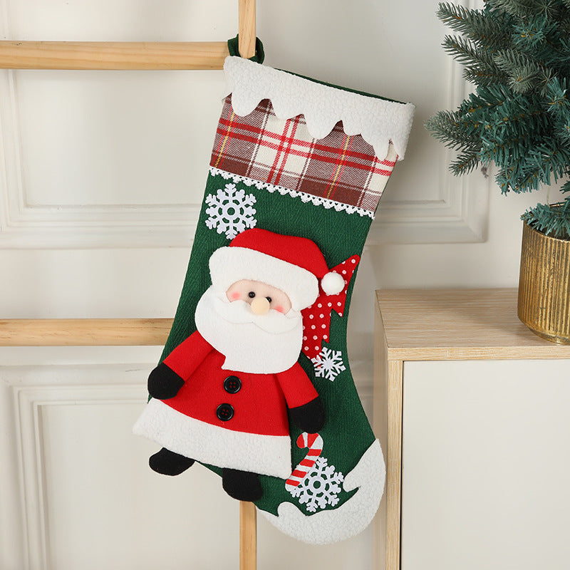 Christmas Day Decoration Cartoon Old Man Elk Snowman Window Decoration Cute Home Christmas Style Gift Bag Hanging Socks