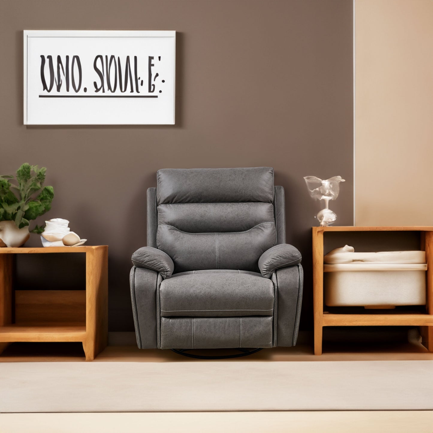 Liyasi Dual OKIN Motor Rocking and 240 Degree Swivel Single Sofa Seat recliner Chair Infinite Position Head rest