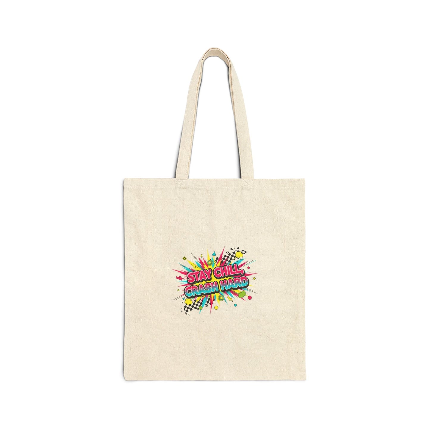Crash Out Meltdown Tote | Cotton Canvas Tote, Neon Graffiti checkerboard