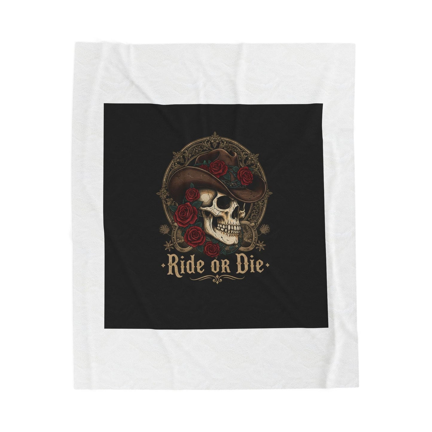 Ride or Die Skull Blanket | Western-Gothic, cowboy skull art, gothic Americana