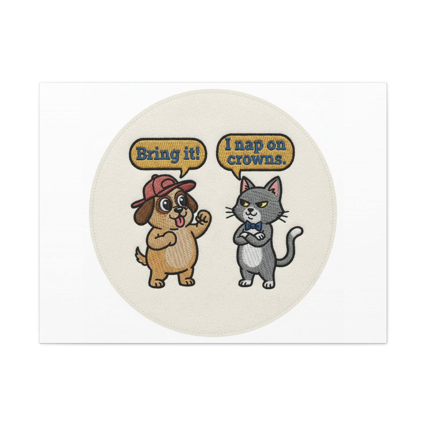 Funny Cat vs Dog Canvas | Pet Rivalry Wall Art