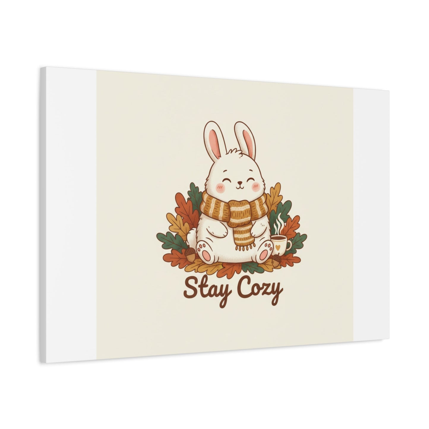 Cozy Bunny Illustration Canvas | Cute Critter Winter Forest Art